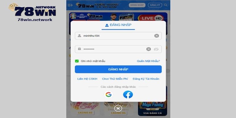 Bạn có thể dễ dàng đăng nhập để chơi game nổ hũ của 78win