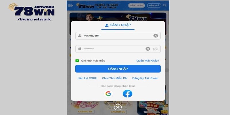 Bạn dễ dàng đăng nhập để lấy thưởng từ chương trình 78win tặng 250k