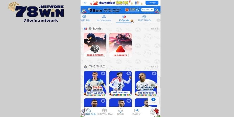 78win đã tích hợp sảnh Saba Esport uy tín